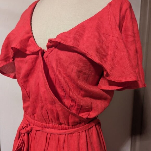 Billabong Dance All Night Knit Maxi Dress Flutter Sleeve Bright Pink Fuschia - Picture 5 of 9